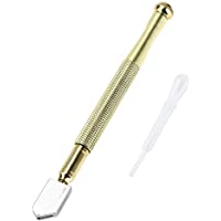 TOOLTOO Cortador de vidrio de alimentación de aceite con mango de latón para corte de espejo- vidrio- cerámica y…